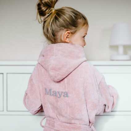 Personlig badekåpe til barn - rosa - 6-8 år